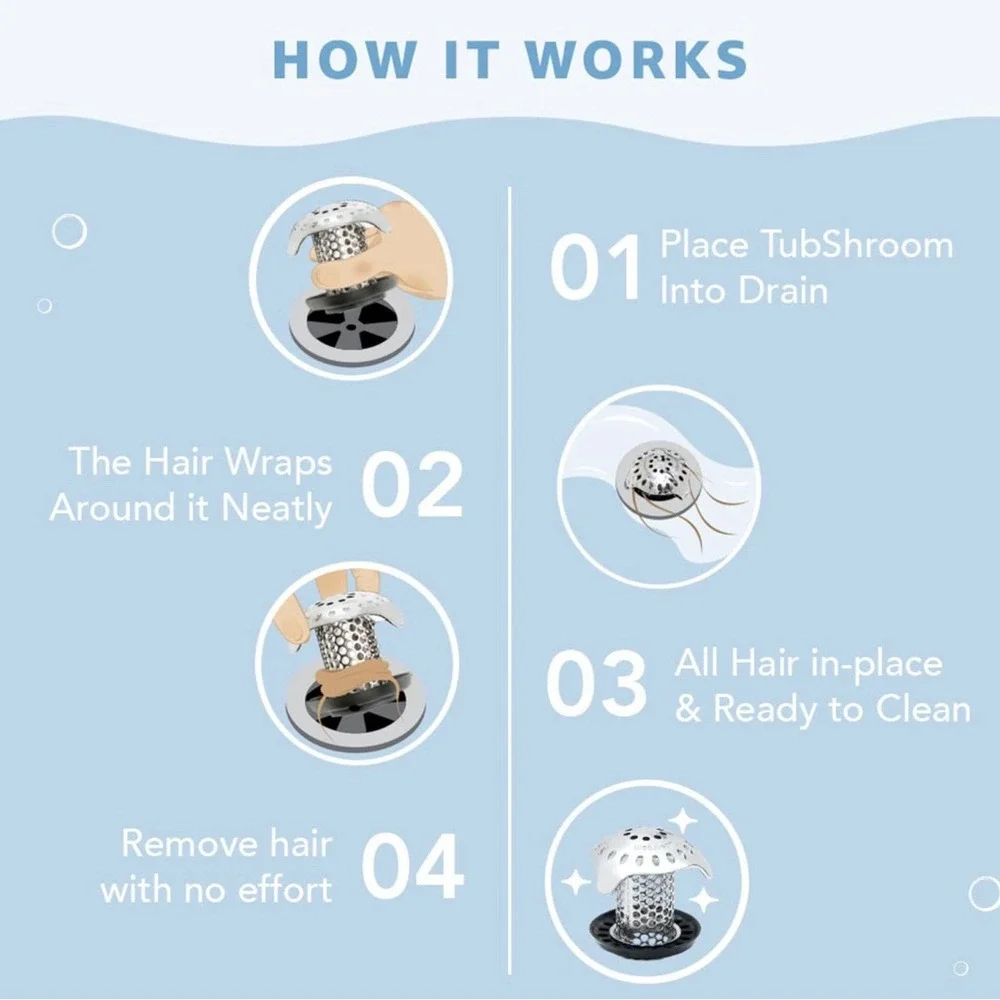 TubShroom Ultra (Stainless) Strainer Plus StopShroom® Plug‎ Combo for Tub Drains